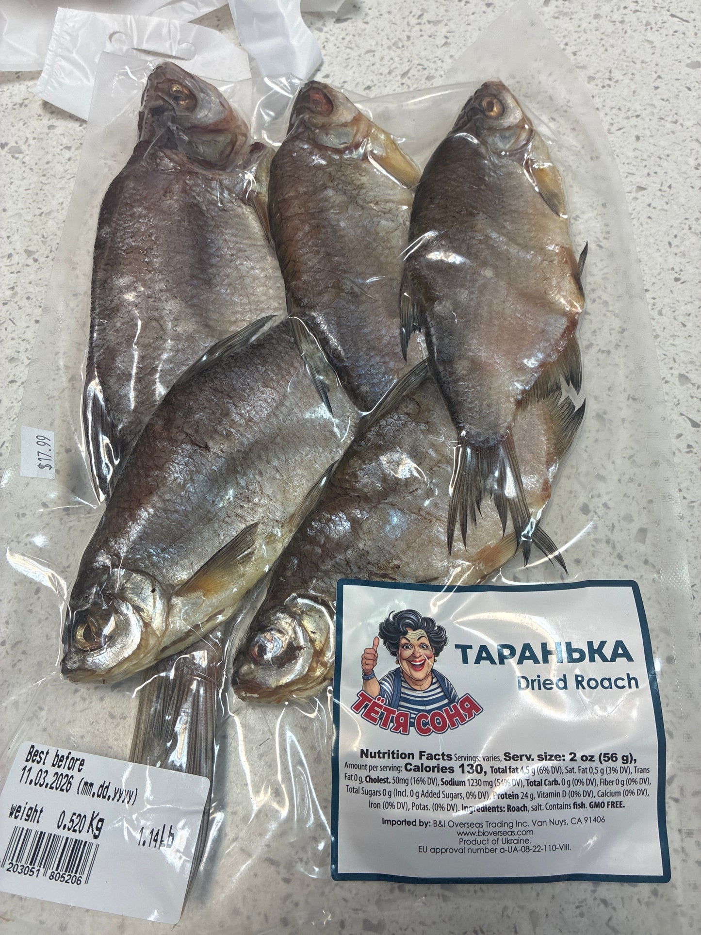 Sea Roach(TARANKA) Dried Gutted Fish Kuzmich (UKRAINE) 1.2 lbs