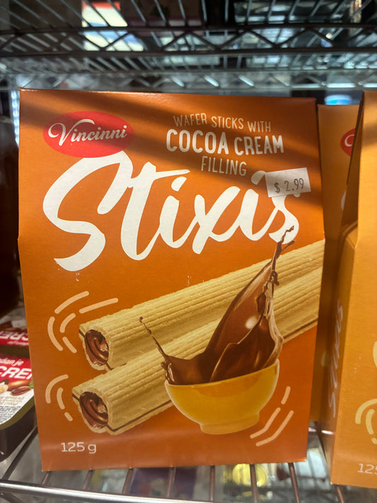 Vincinni Stix Wafer Sticks Cacao Cream Filling – 125g